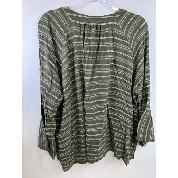 A New Approach Flare Sleeves Olive Green & White Stripe Women's Size XXL - Picture 9 of 9